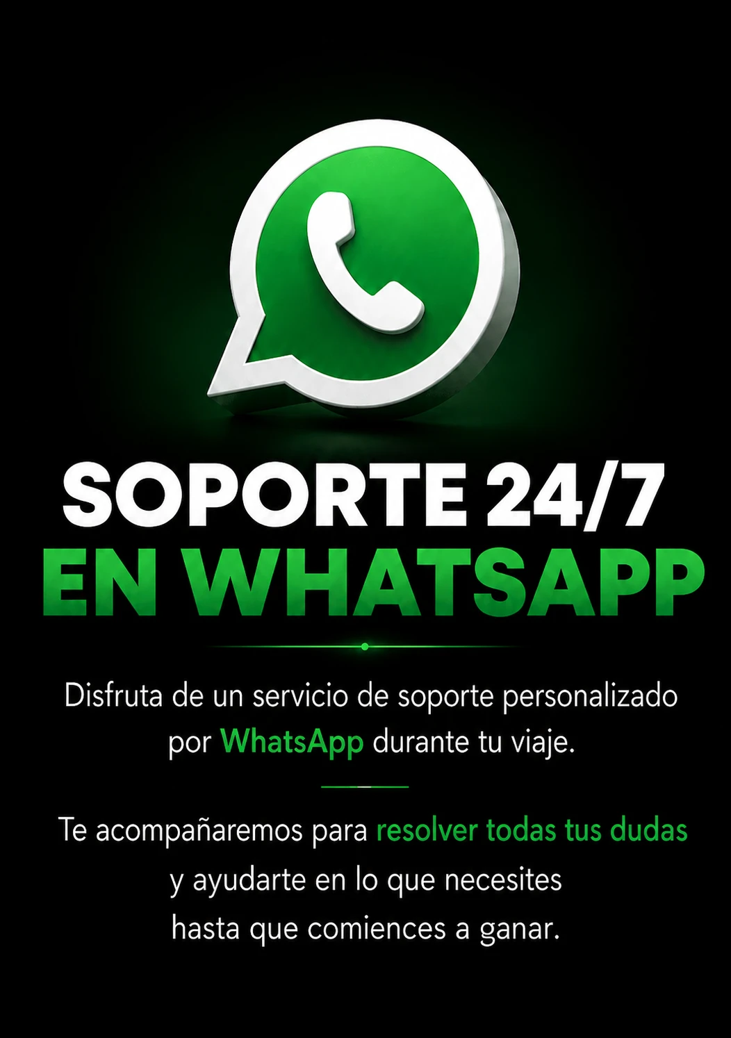 Soporte personalizado por WhatsApp las 24 horas